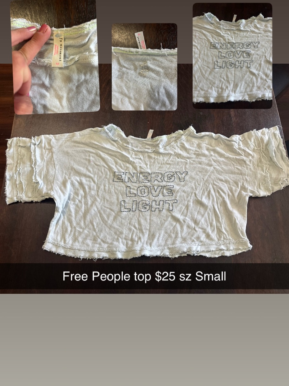 Free People Energy Love Light Cropped Tee in Light Sage